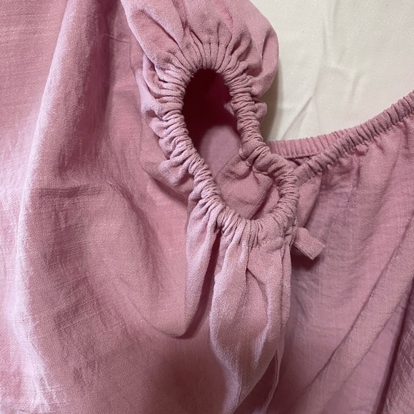 ELOQUII Pink Blouse Size L Gathered Neck on the Shoulder - Picture 6 of 6